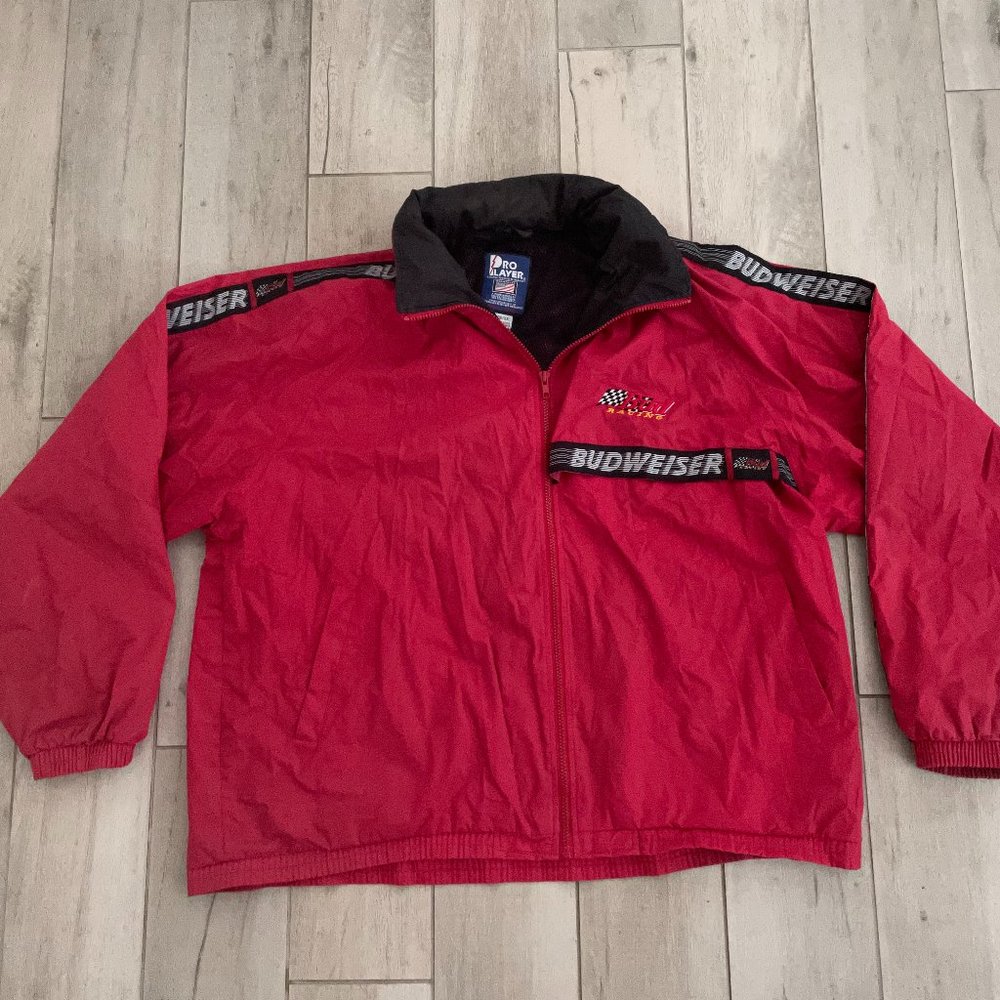 VTG Pro Player Red Budweiser Racing Jacket Hoodie Windbreaker Men's XXL